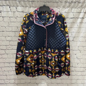 SIMPLY SOUTHERN Womens Aztec Fleece/Quilted Pullover Large